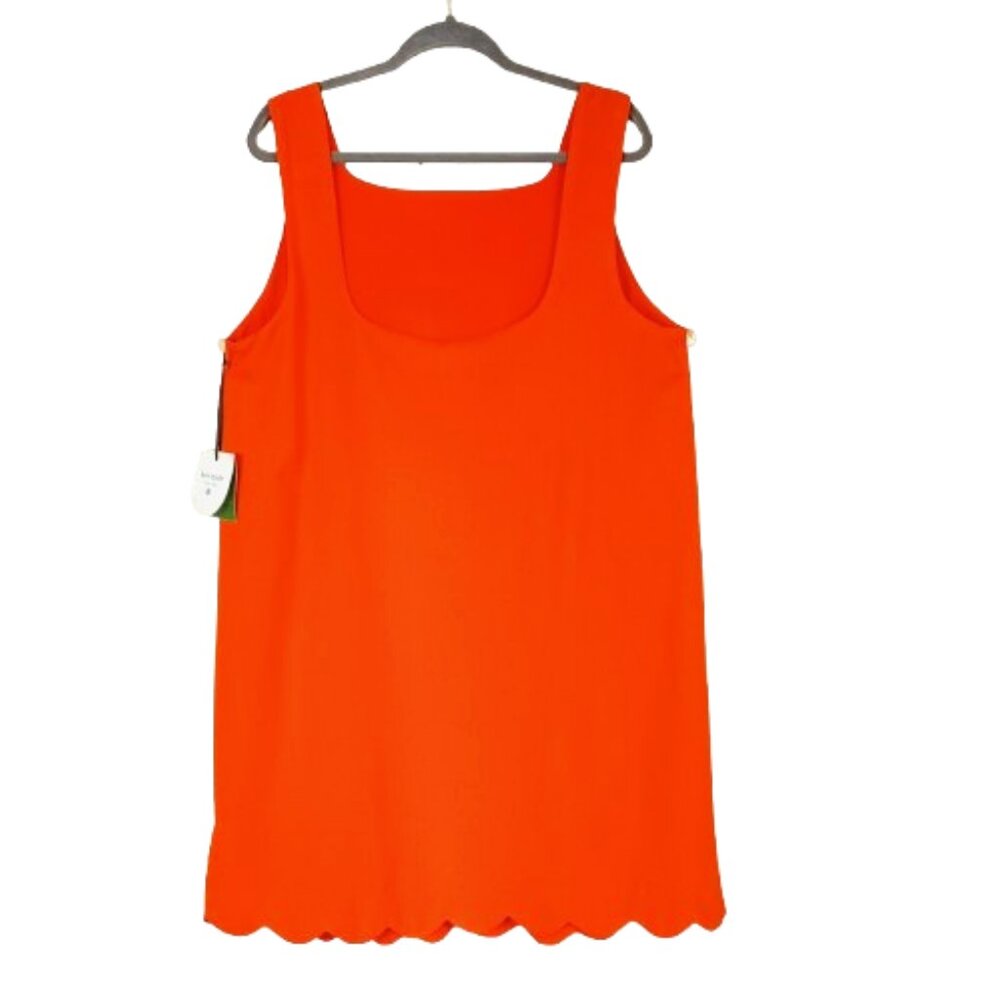 Kate Spade Scalloped Shift Dress XXL Orange Sleeveless Lined Scoop Back Mini